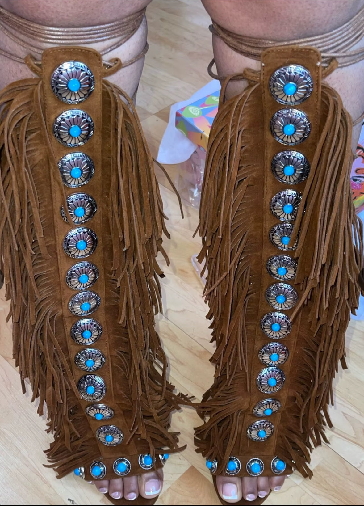 Knee High Fringe Heel