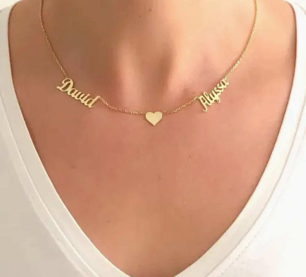 Two Name Heart Necklace