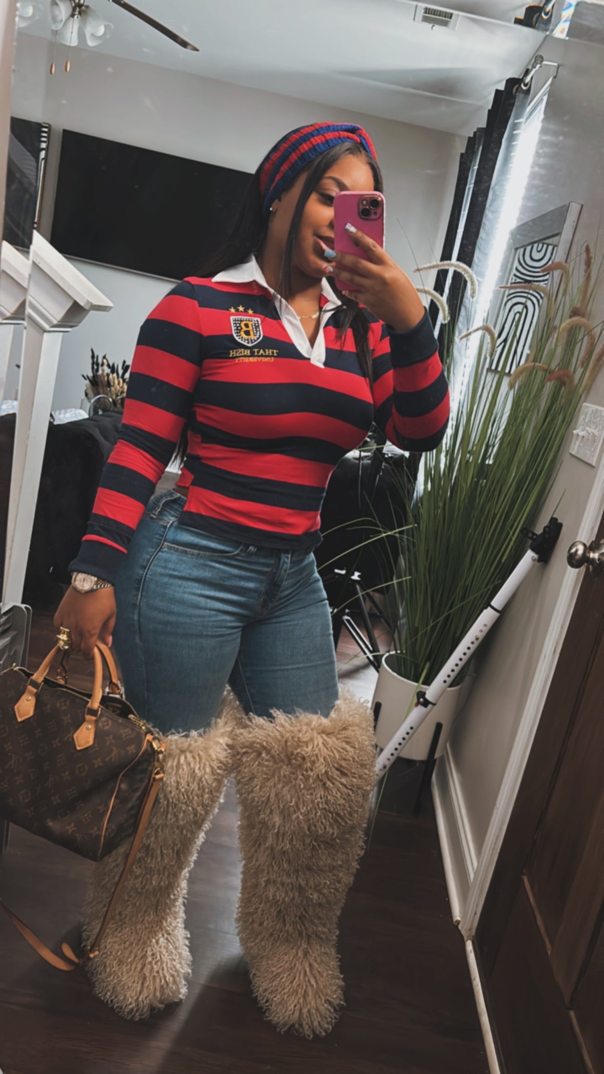 Drea Collared Polo (Red and Blue Top)